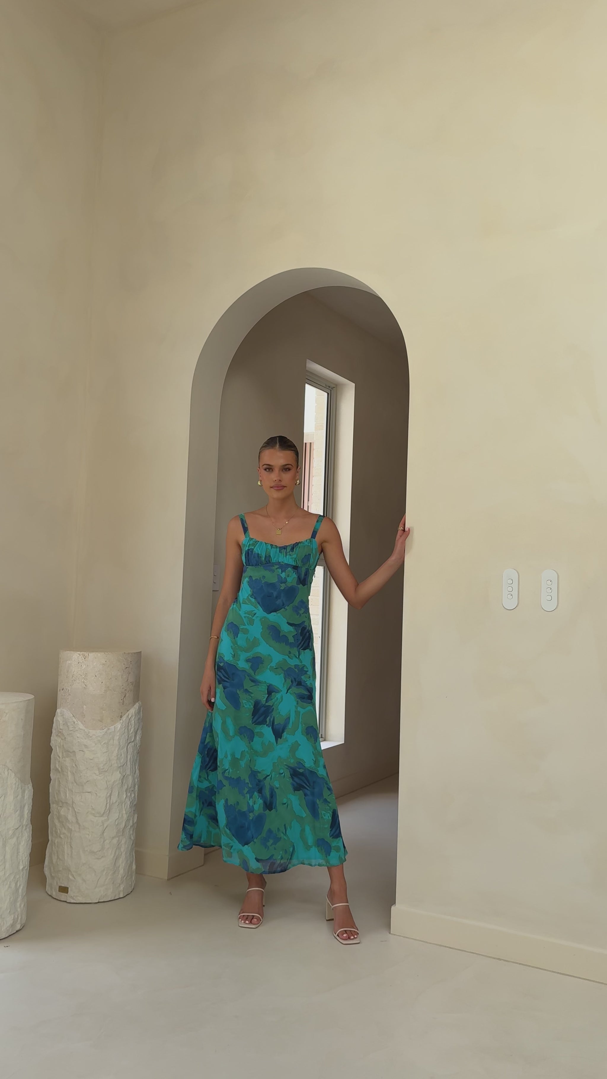Margo Midi Dress - Blue/Green Floral - Billy J