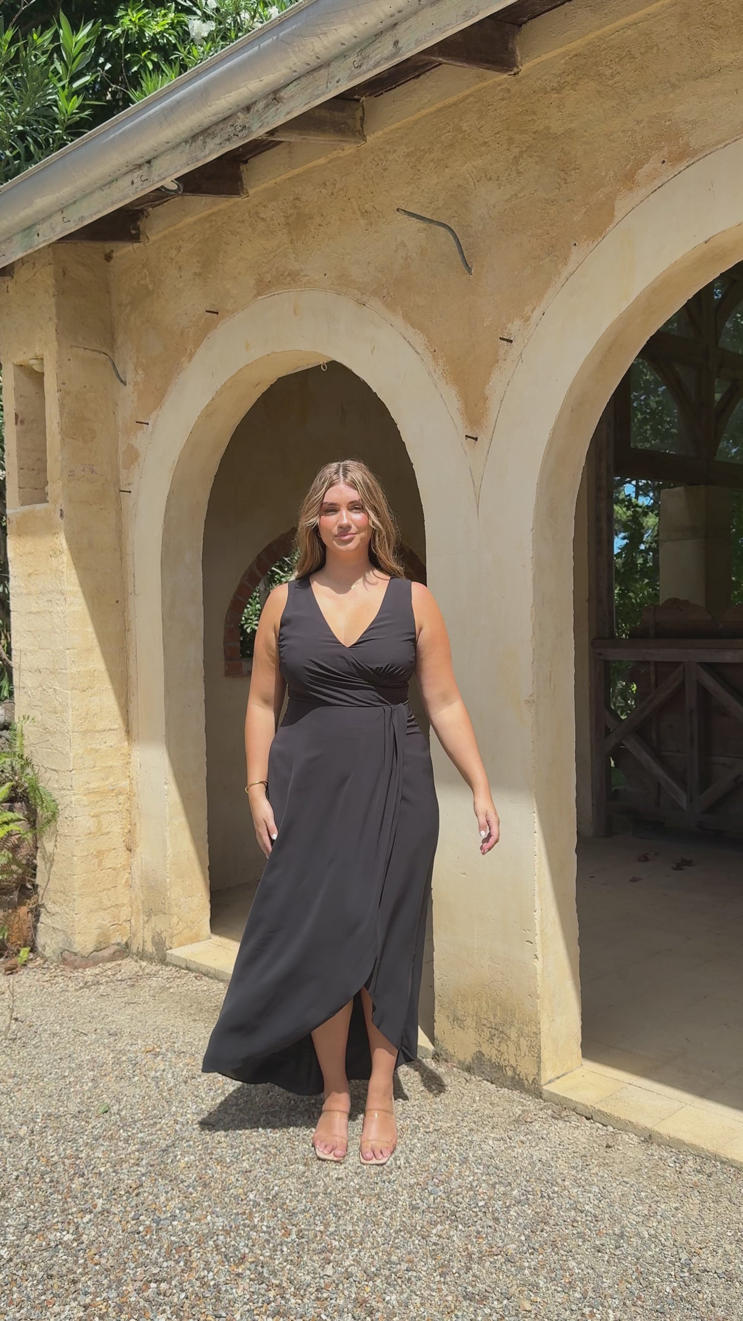 Pamela V Neck Maxi Dress - Black - Billy J