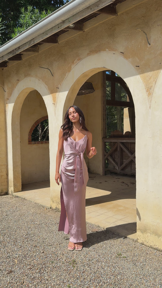 Yasmeen Tie Front Maxi Dress - Champagne