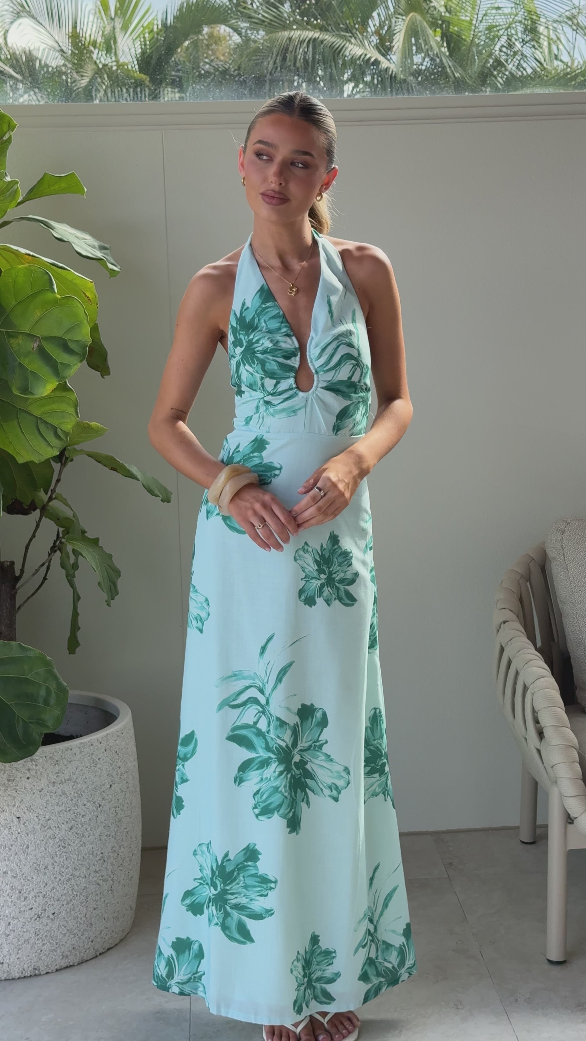Larna Maxi Dress - Mint Floral - Billy J