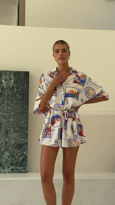 Load and play video in Gallery viewer, Deltora Playsuit - Dolce Vita Print
