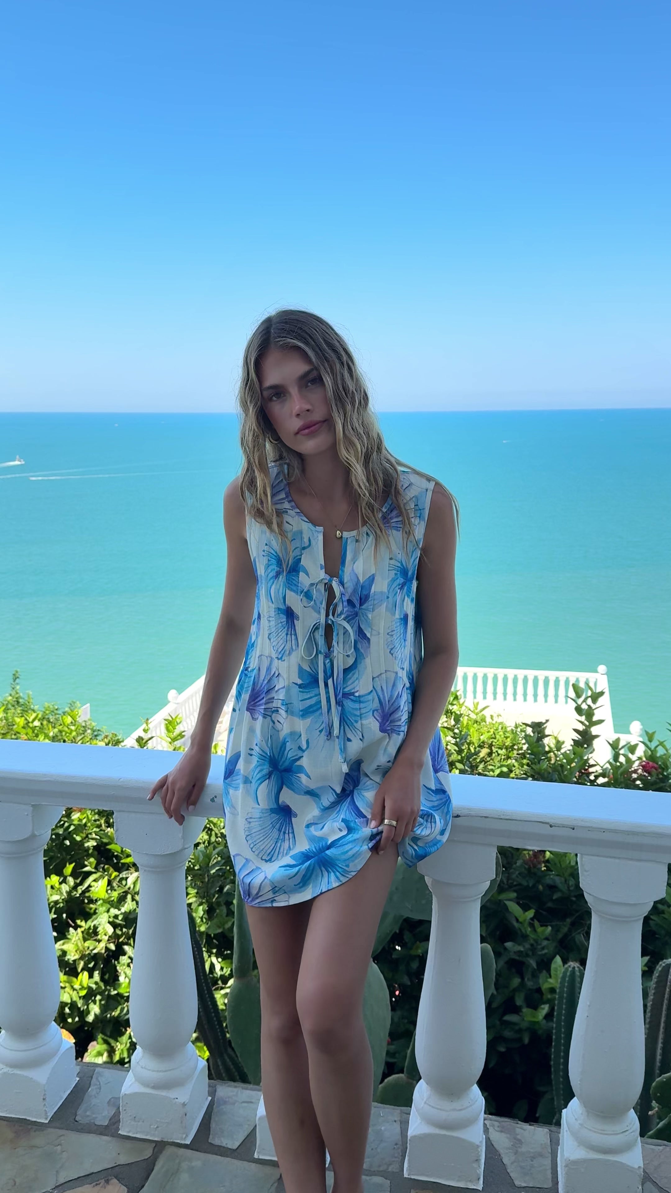 Load video: Zarie Mini Dress - Ocean Bloom - Billy J