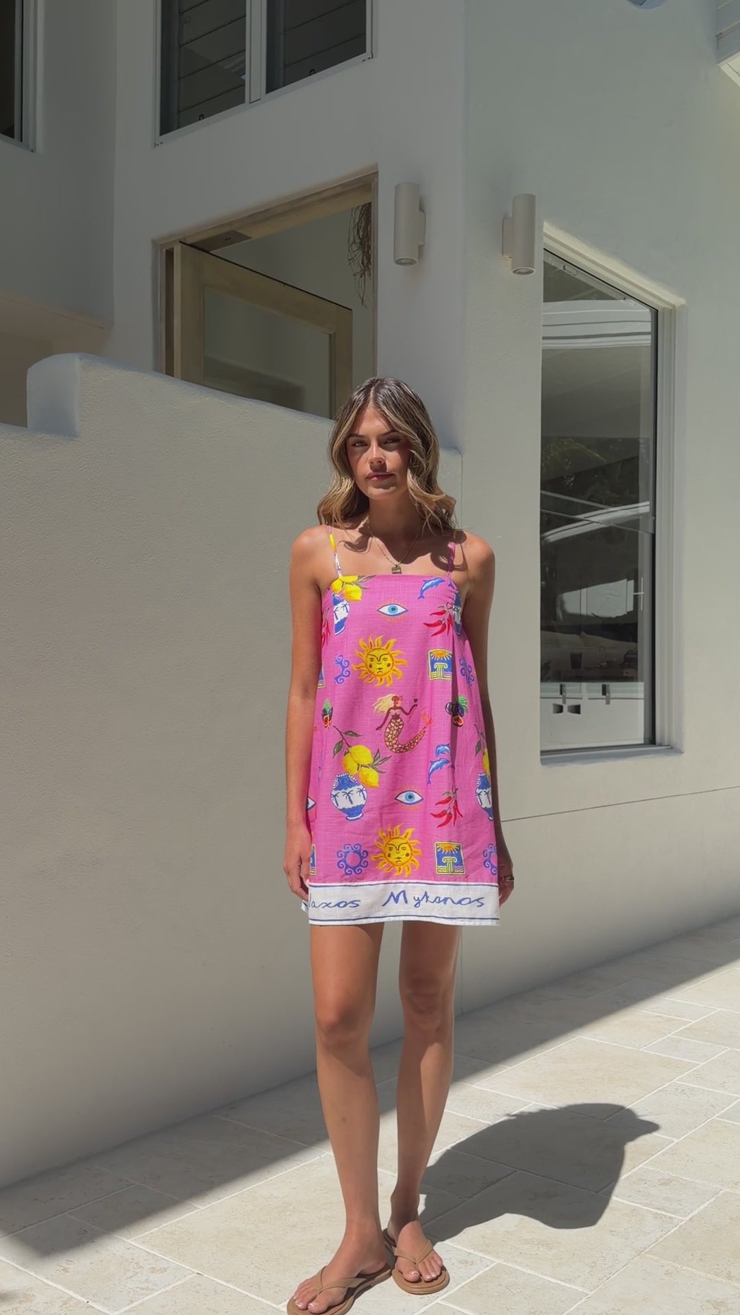 Bethani Mini Dress - Greek Island Print - Billy J