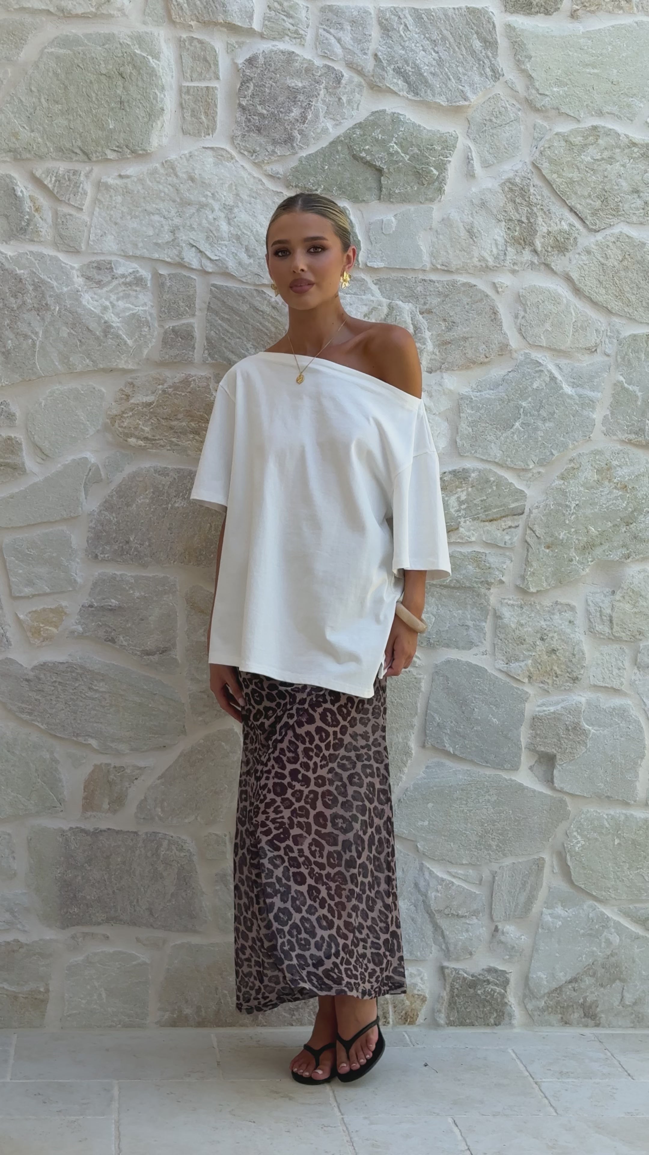 Load video: Onella Semi Sheer Maxi Skirt - Leopard Print - Billy J