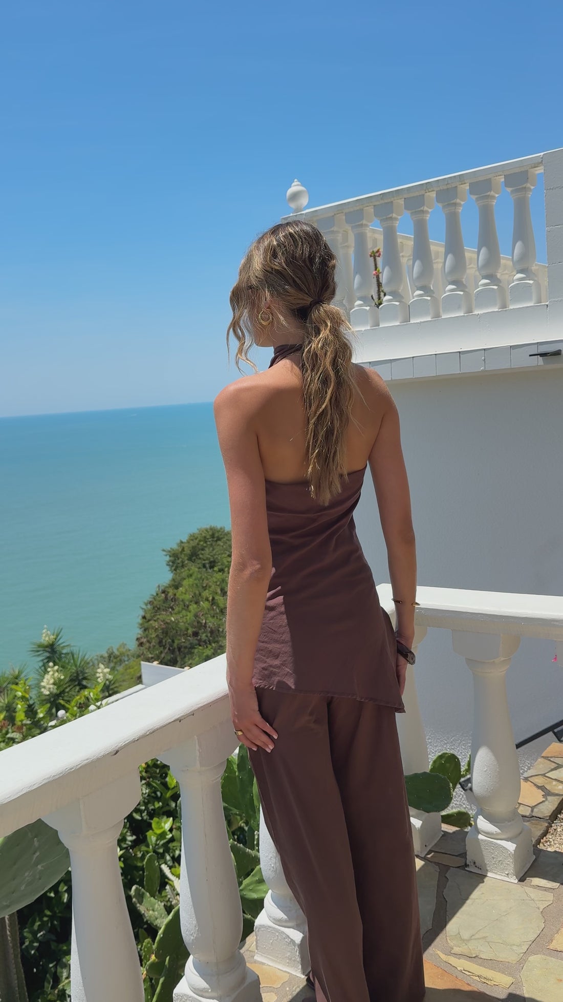 Clover Halter Top and Pants Set - Brown - Billy J