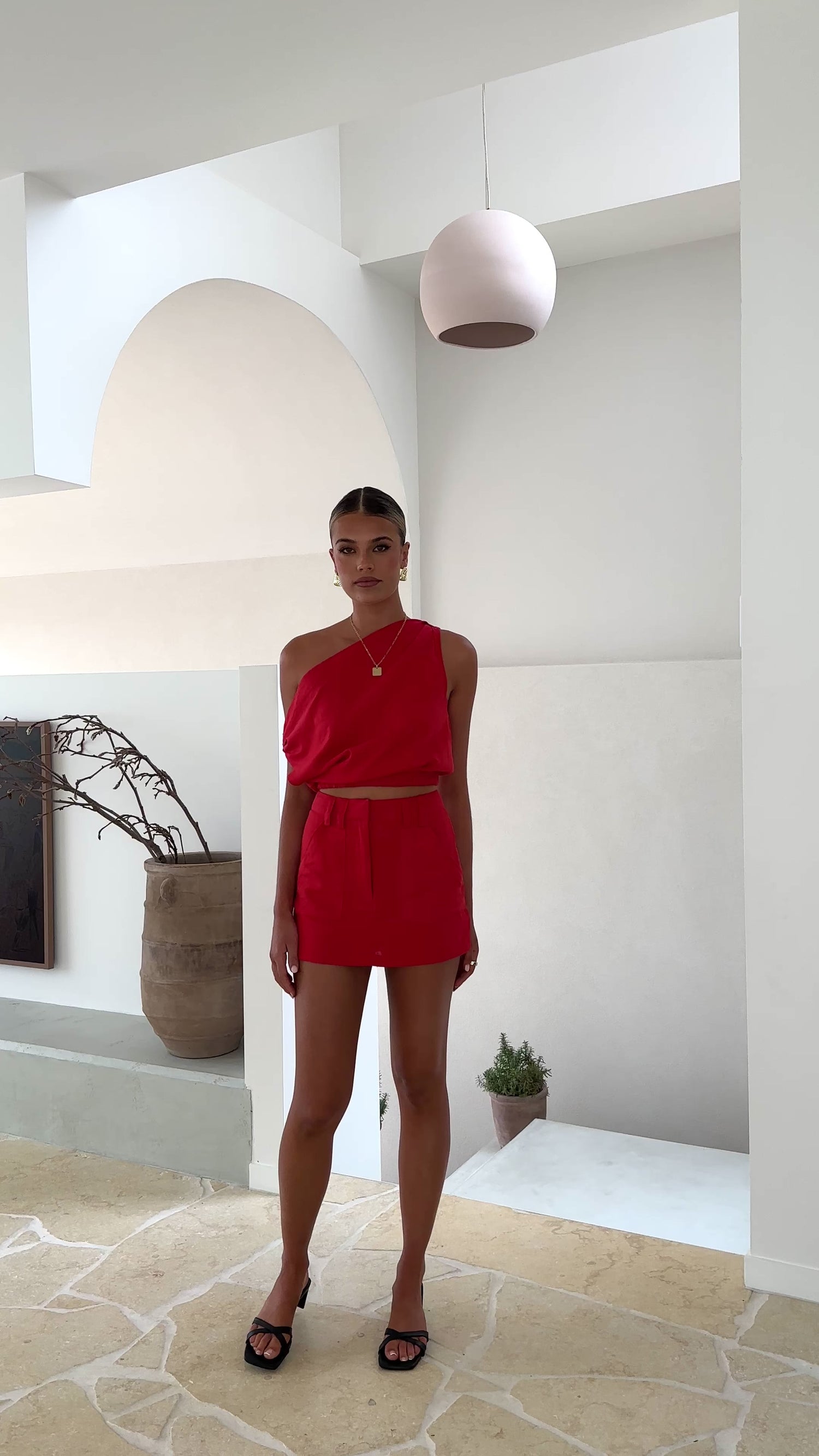 Charla Mini Skort - Red - Billy J