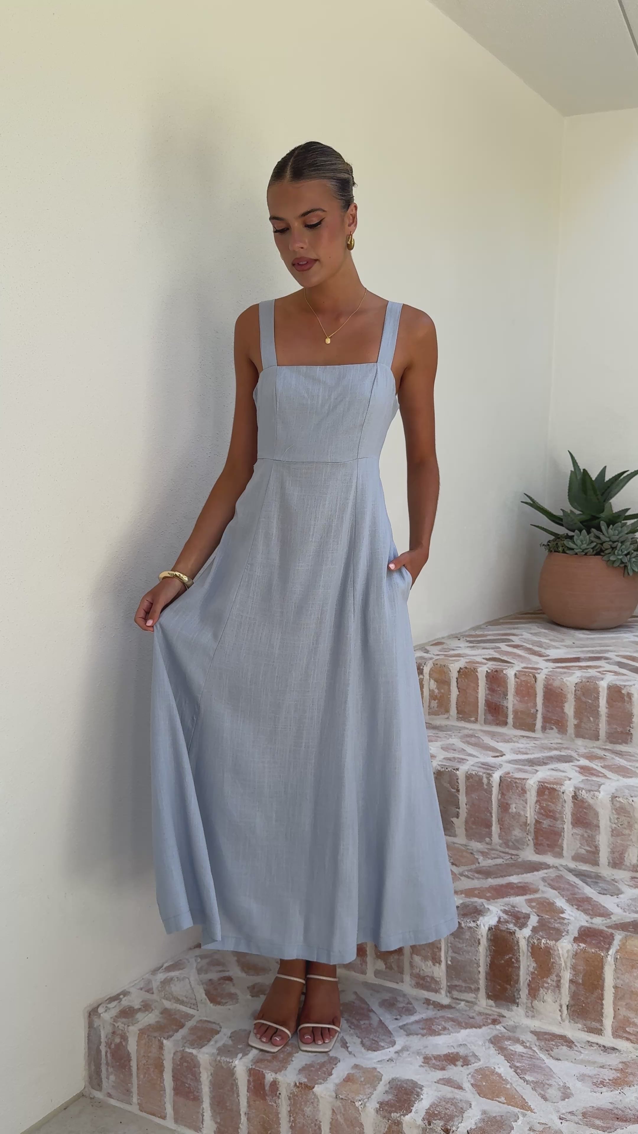 Load video: Zina Maxi Dress - Blue - Billy J