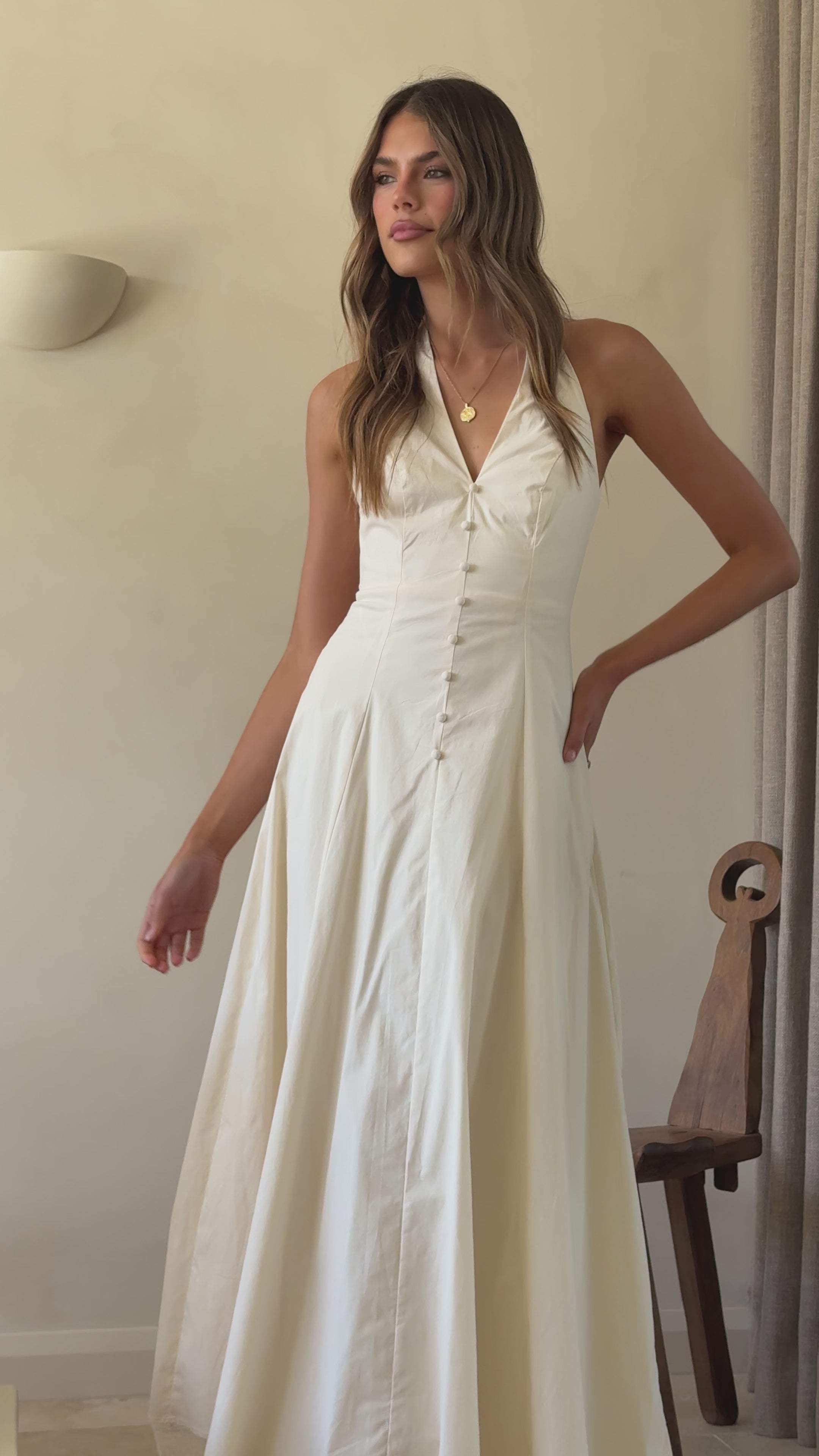 Load video: Kaia Maxi Dress - Vanilla - Billy J