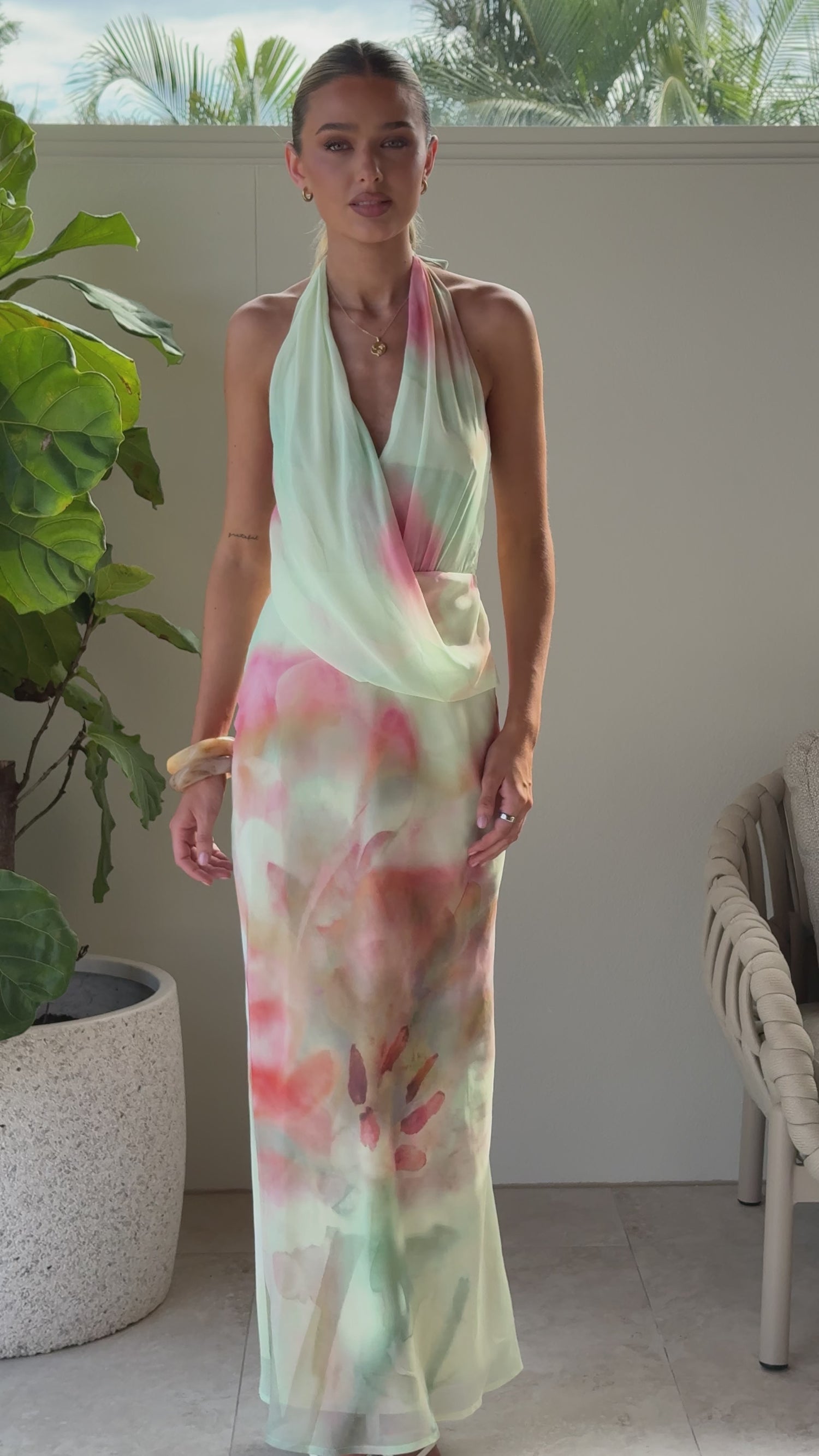 Revi Maxi Dress - Mint/Pink - Billy J