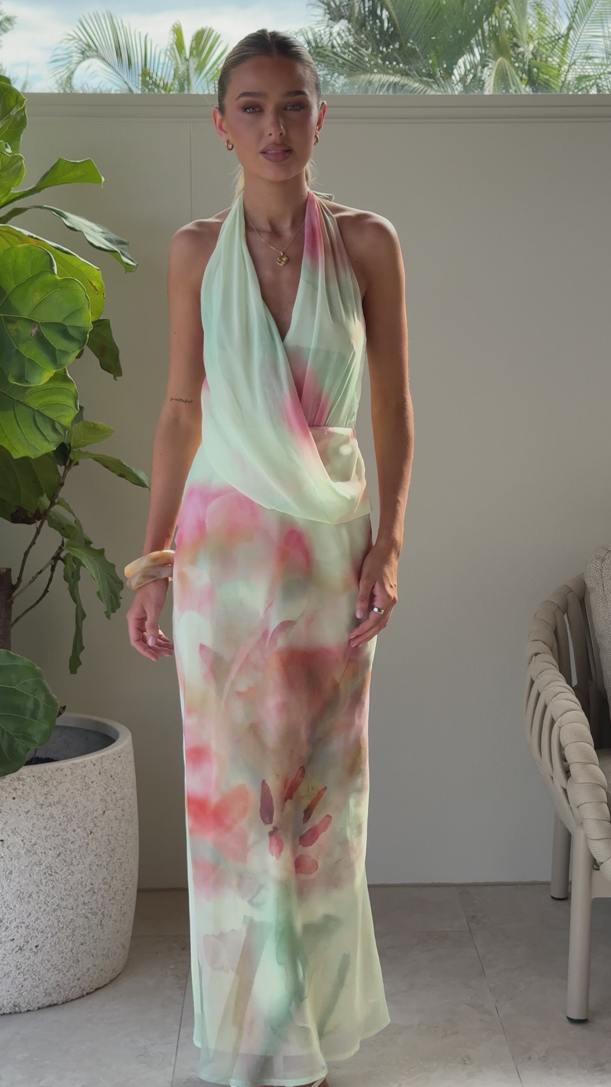 Revi Maxi Dress - Mint/Pink - Billy J