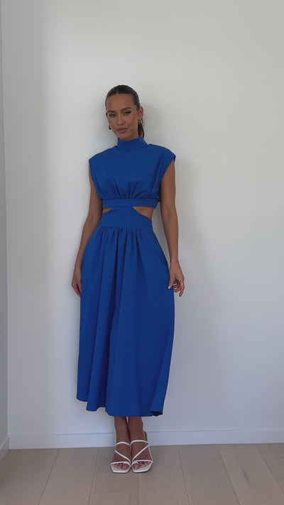 Load and play video in Gallery viewer, Maddison Midi Dress - Blue
