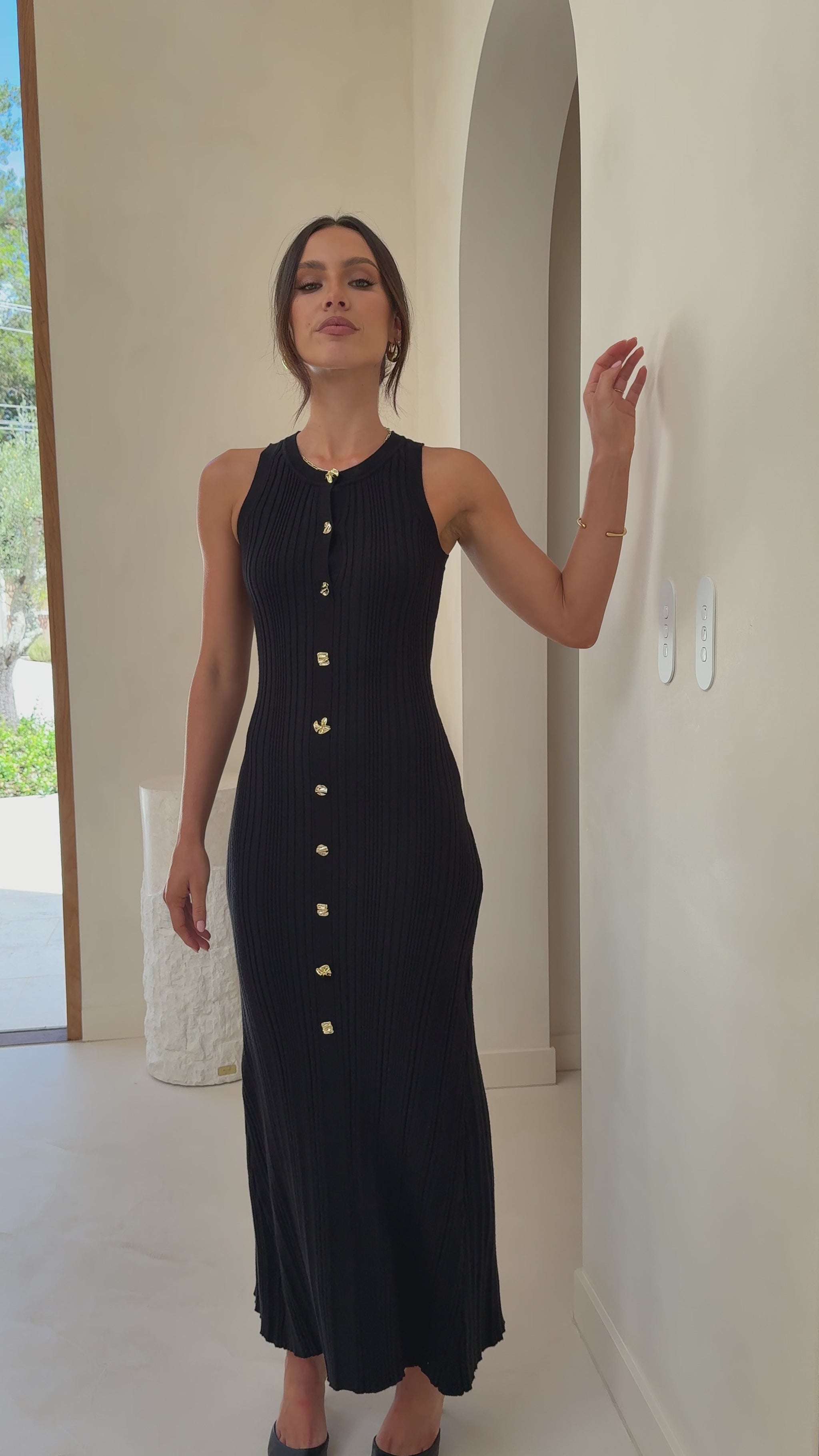 Aylah Knit Midi Dress - Black - Billy J