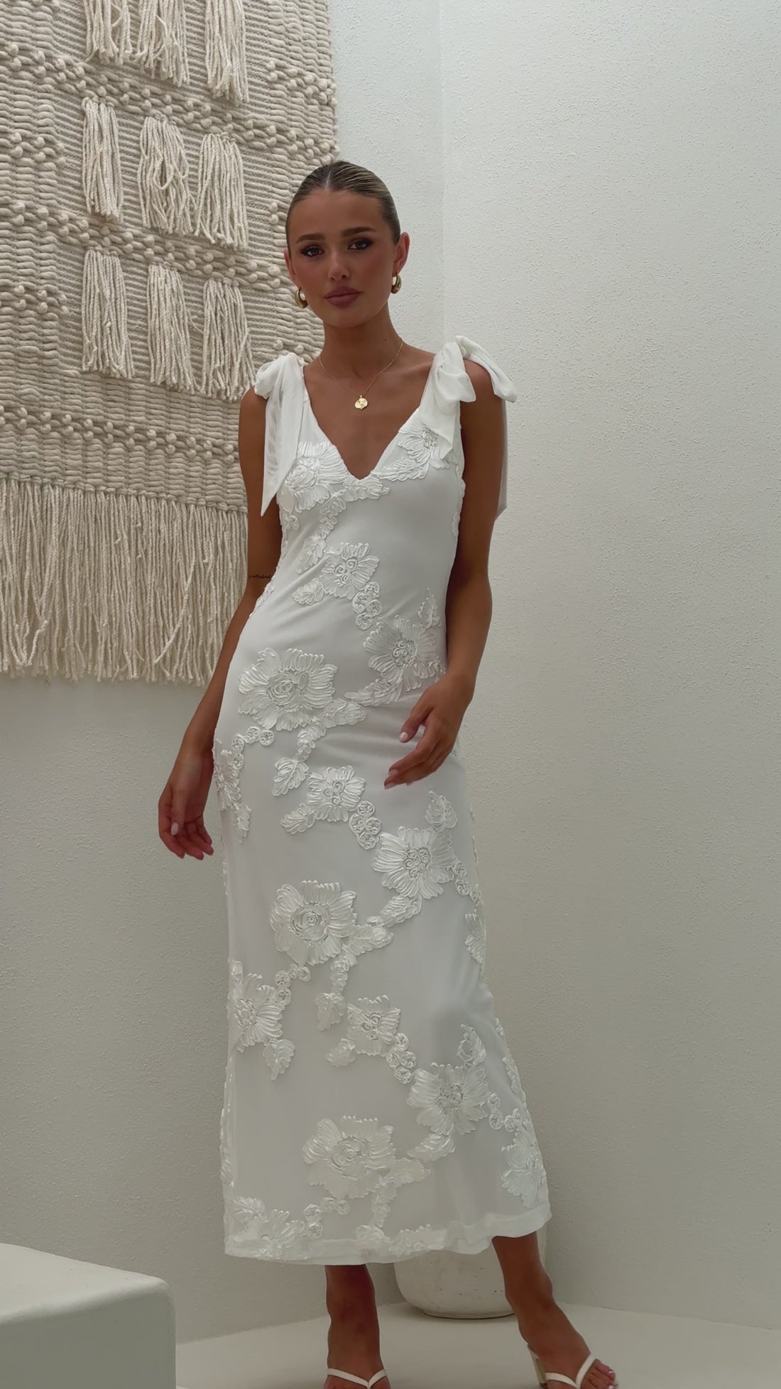 Usha Tie Strap Maxi Dress - White - Billy J