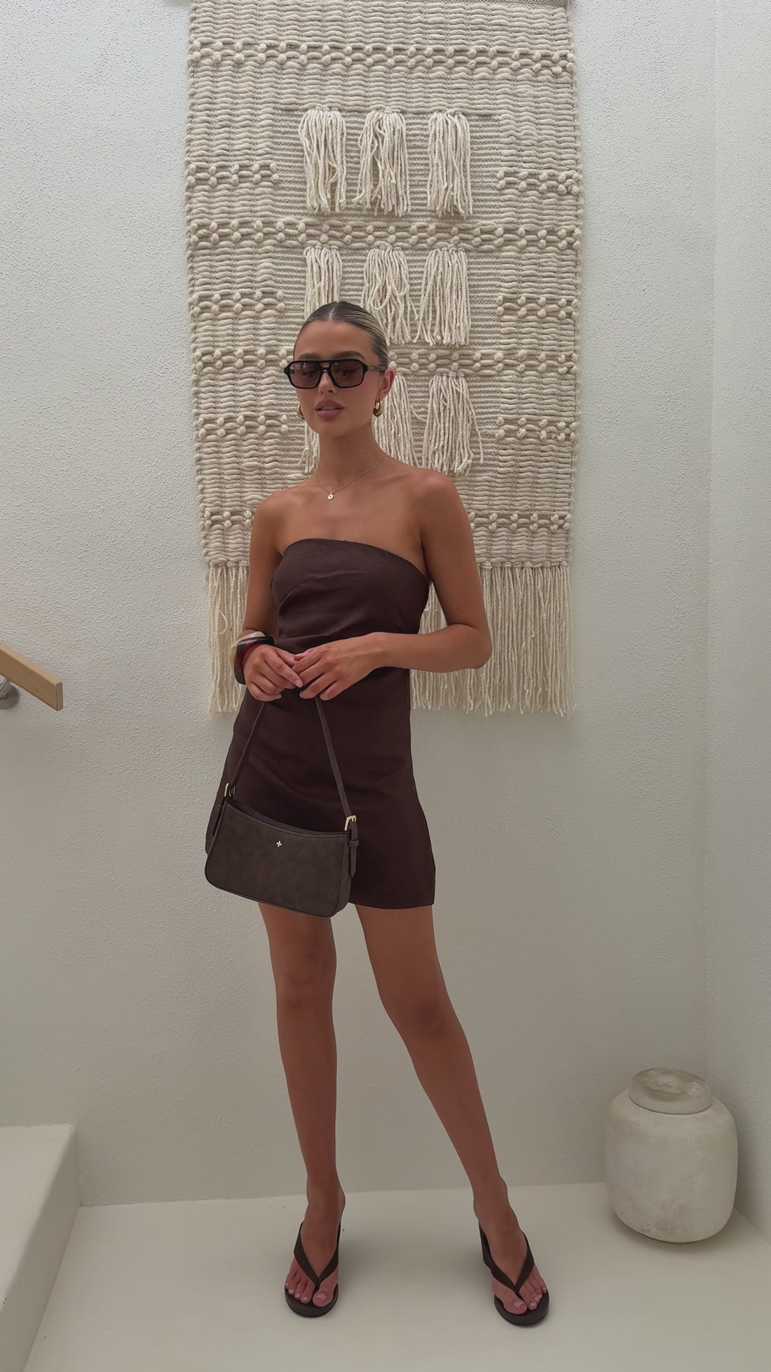 Dana Strapless Mini Dress - Chocolate - Billy J