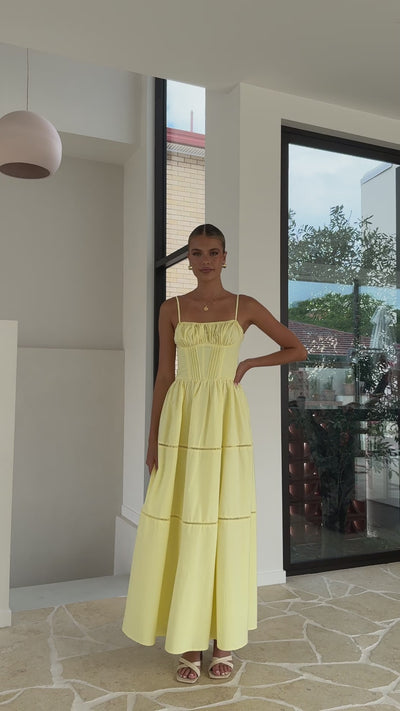 Load and play video in Gallery viewer, Isabella Maxi Dress - Yellow
