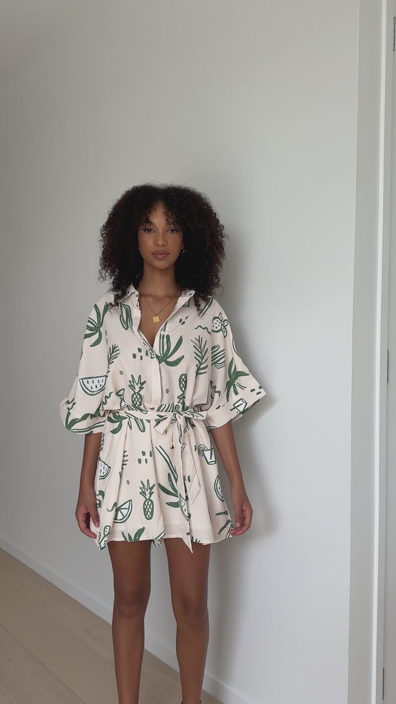 Jacquie Playsuit - Green Palm - Billy J