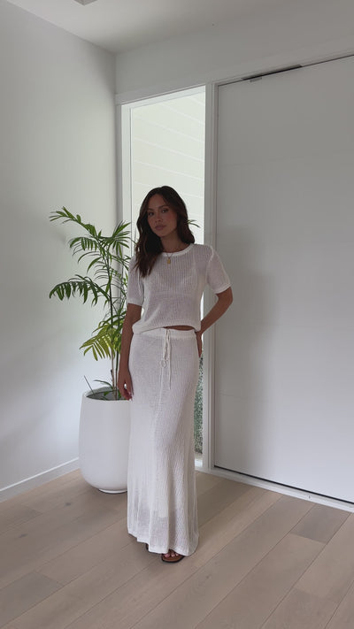 Load and play video in Gallery viewer, Dacian Knit Maxi Skirt - White
