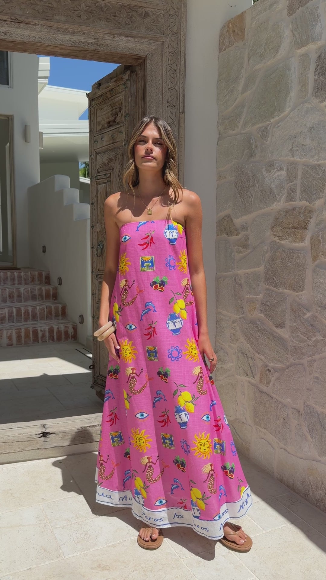 Connie Maxi Dress - Greek Island Print - Billy J