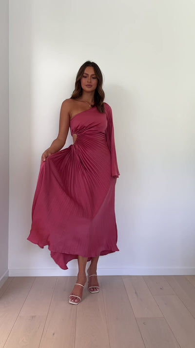 Load and play video in Gallery viewer, Gwen One Shoulder Maxi Dress - Pink
