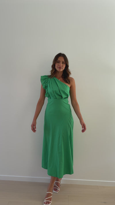 Load and play video in Gallery viewer, Stassie Midi Dress - Green
