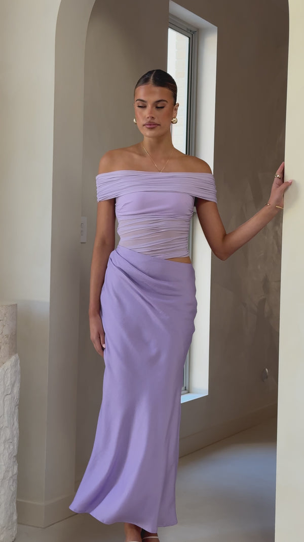 Daena Off Shoulder Maxi Dress - Lilac - Billy J