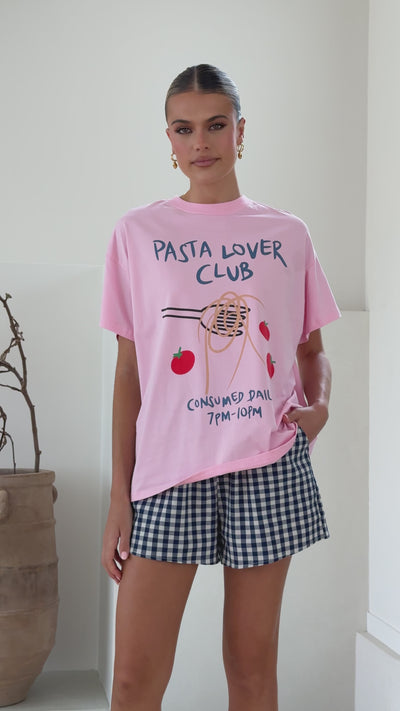 Load and play video in Gallery viewer, Pasta Lover Top and Shorts Set - Pink/Blue - Billy J
