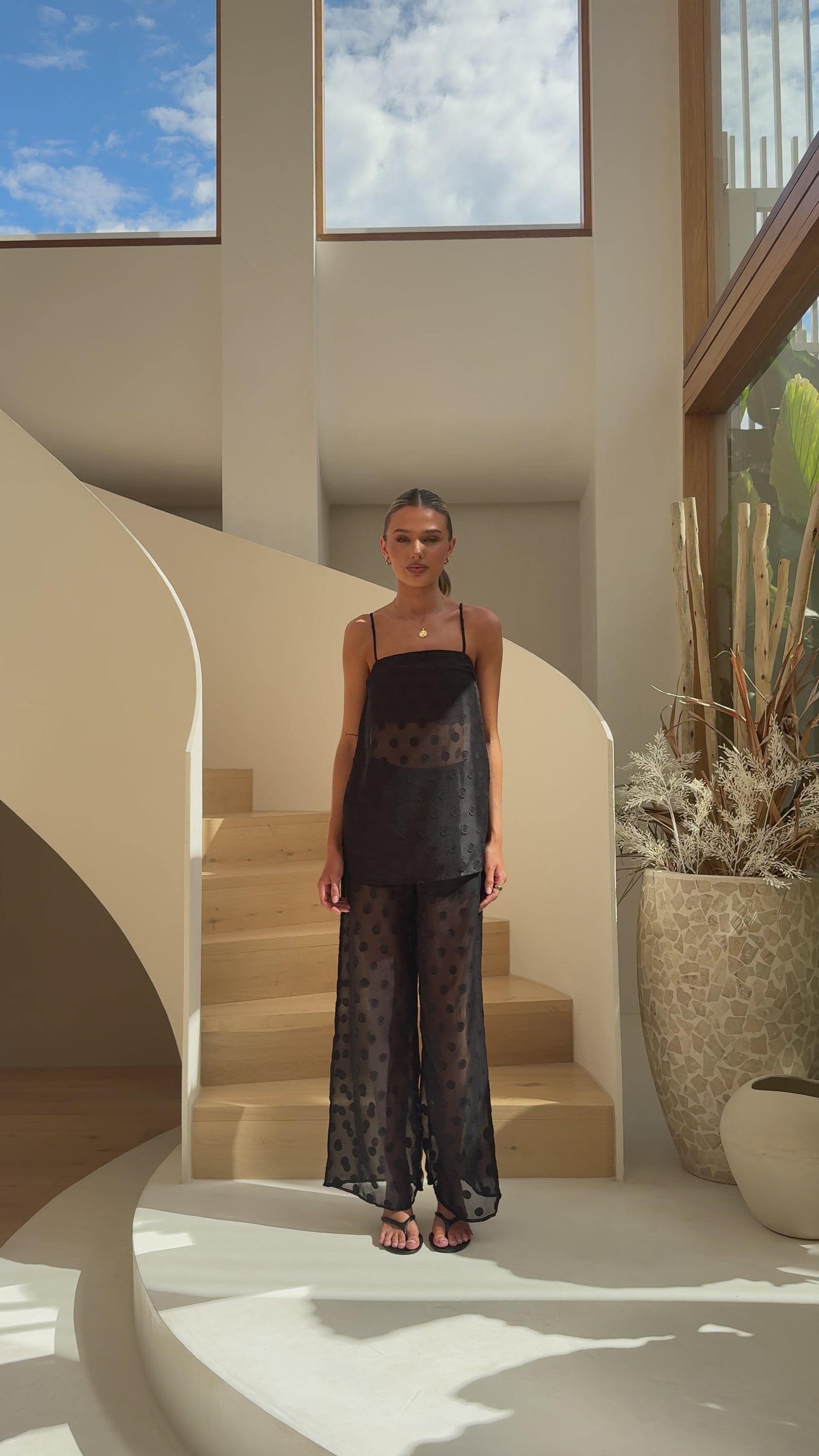 Rubi Top and Pants Semi Sheer Set - Black Spot - Billy J