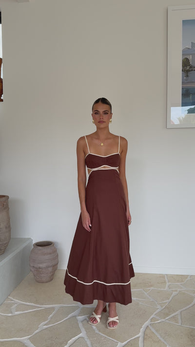 Load and play video in Gallery viewer, Nereda Maxi Dress - Chocolate - Billy J
