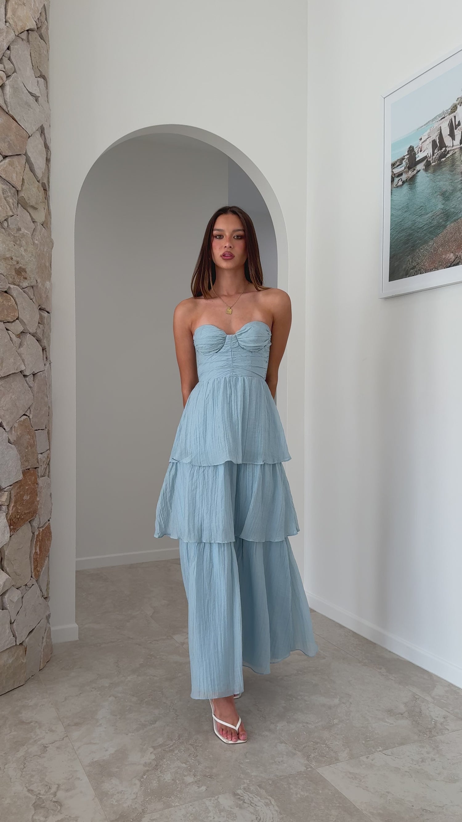 Florence Strapless Maxi Dress - Blue - Billy J