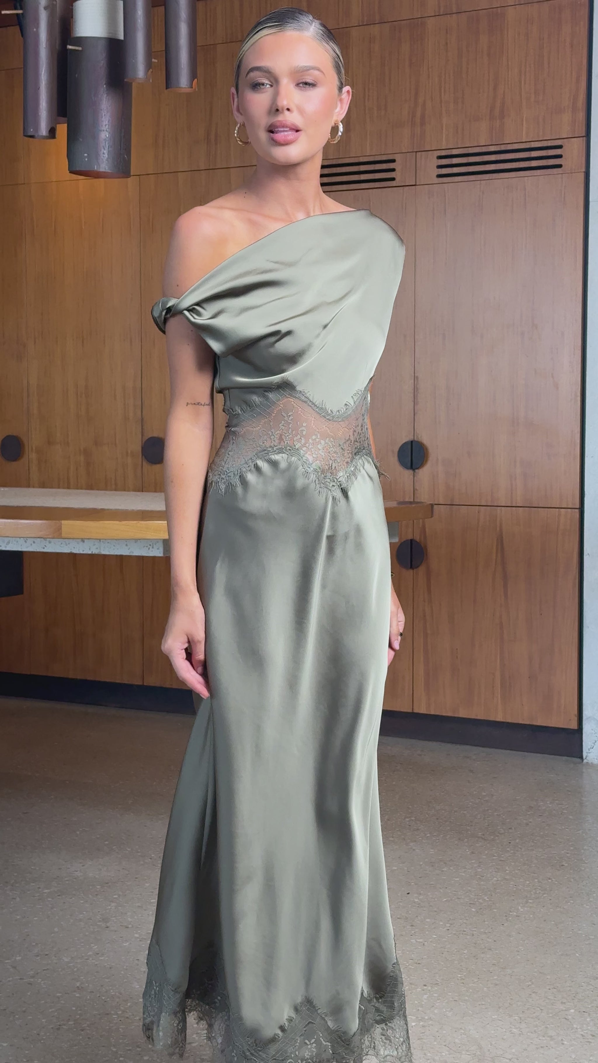 Bella Lace Maxi Dress - Khaki - Billy J