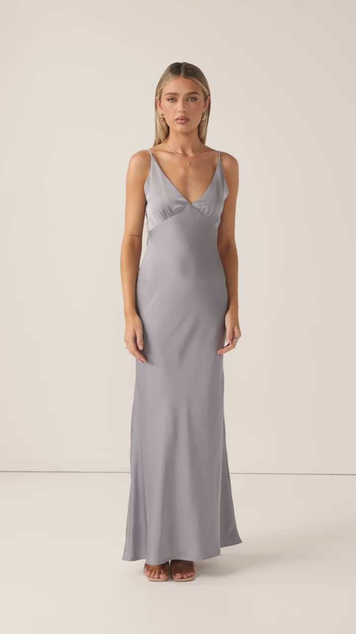 Load video: Ziah Maxi Dress - Steel Blue - Billy J