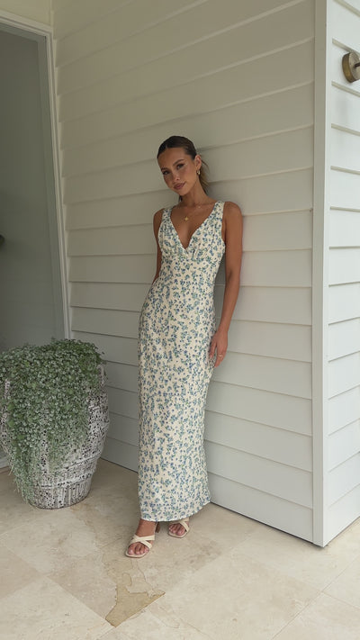 Load and play video in Gallery viewer, Andy Maxi Dress - Blue Floral
