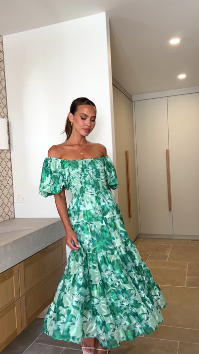 Load and play video in Gallery viewer, Callen Maxi Dress - Green Floral
