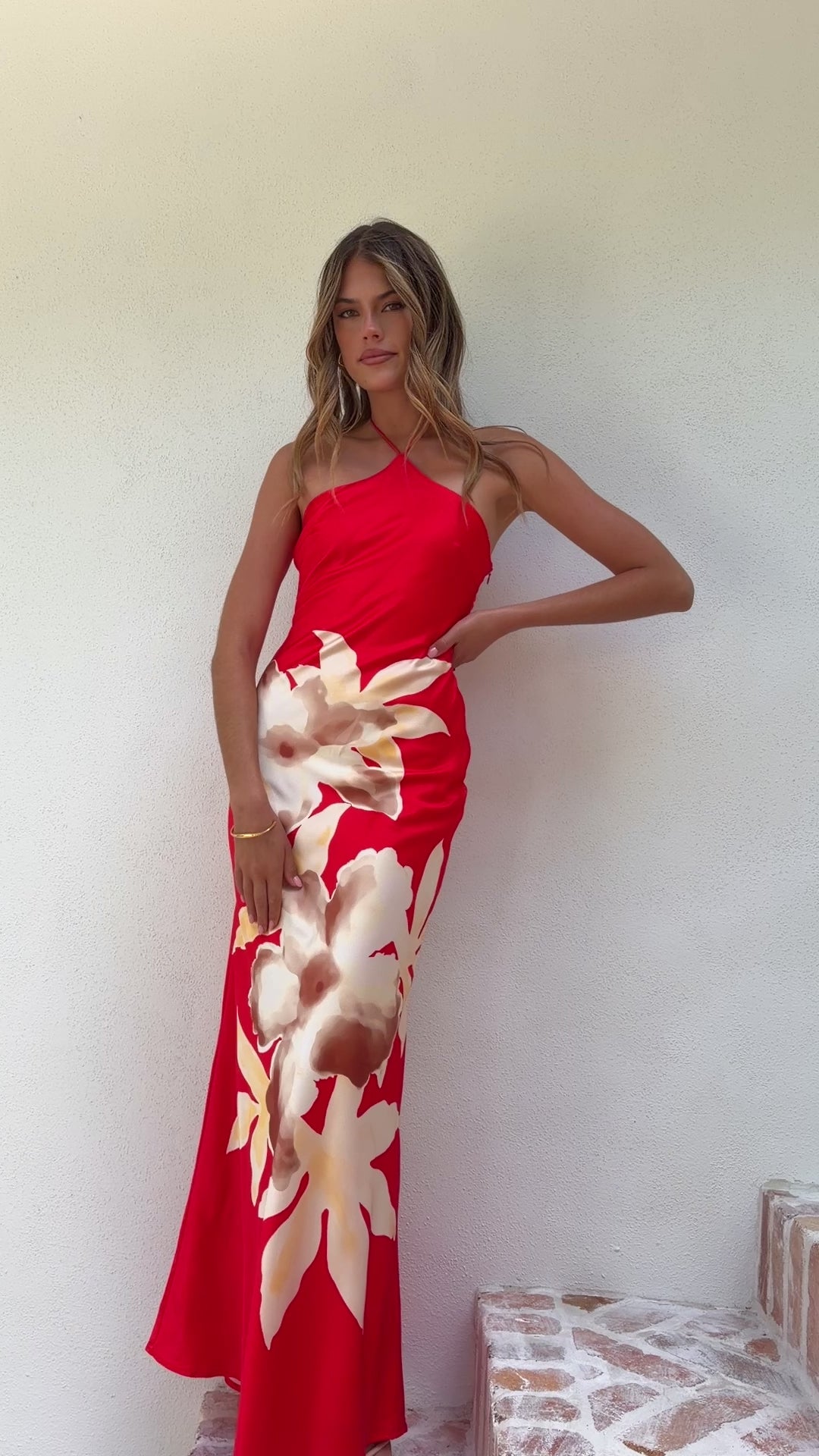 Load video: Alora Maxi Dress - Red Floral - Billy J