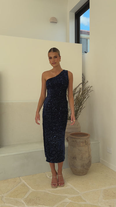 Load and play video in Gallery viewer, Anna Maxi Dress - Navy Sequins
