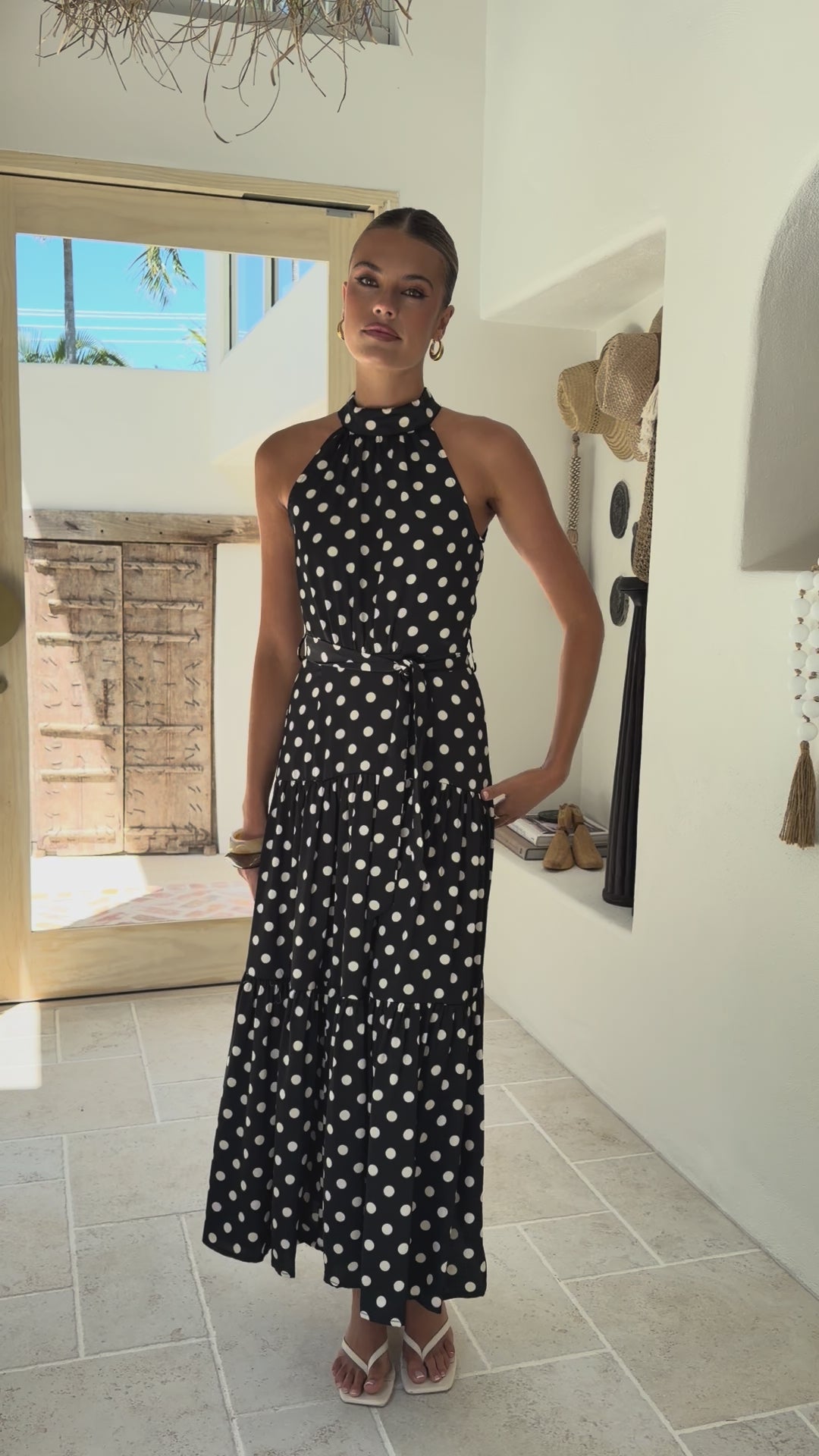 Dawson Maxi Dress - Black / White Polka Dot - Billy J