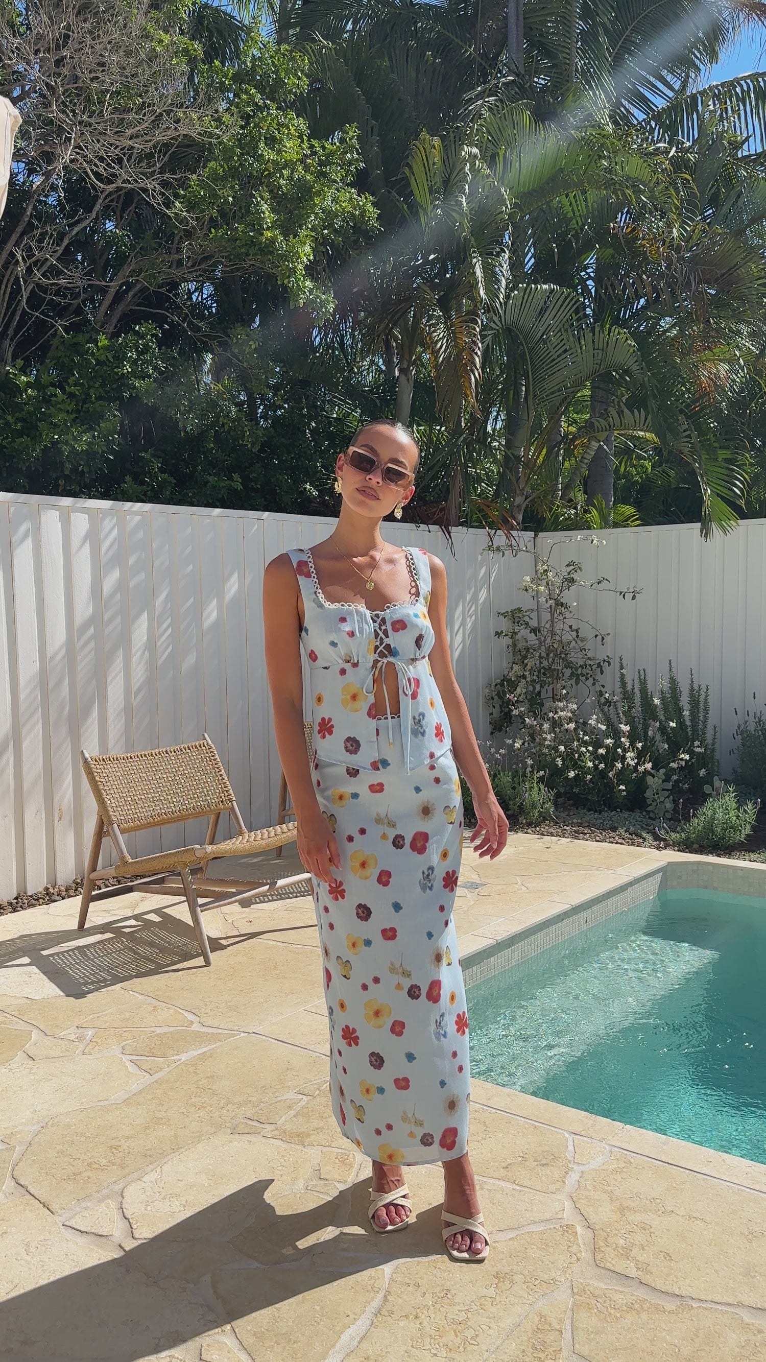 Vaiana Maxi Skirt - Blue / Floral - Billy J