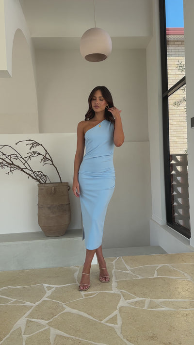 Load and play video in Gallery viewer, Alaina Midi Dress - Baby Blue
