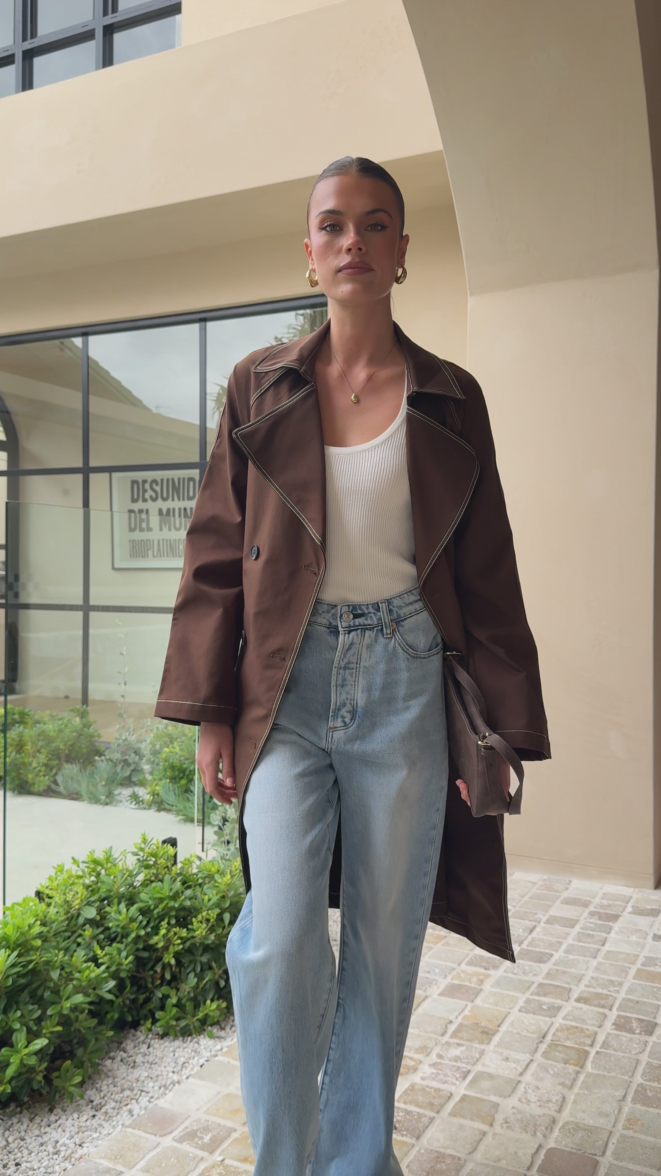 Load video: Cora Trench Coat - Brown - Billy J