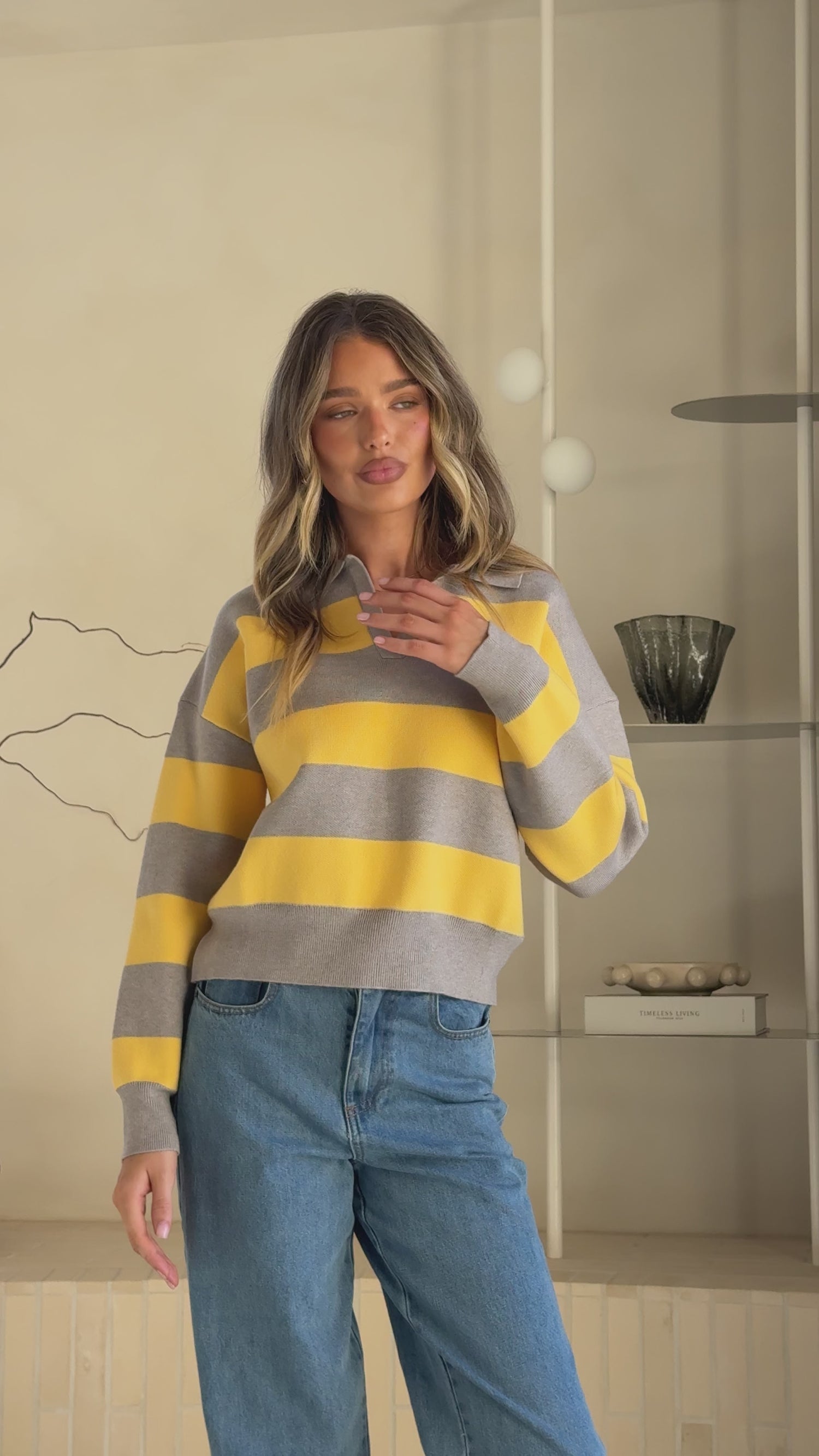 Kodi Sweater - Yellow/Grey Stripe - Billy J