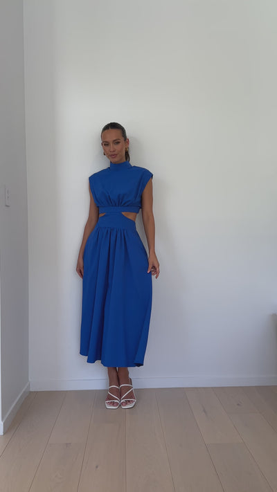 Load and play video in Gallery viewer, Maddison Midi Dress - Blue
