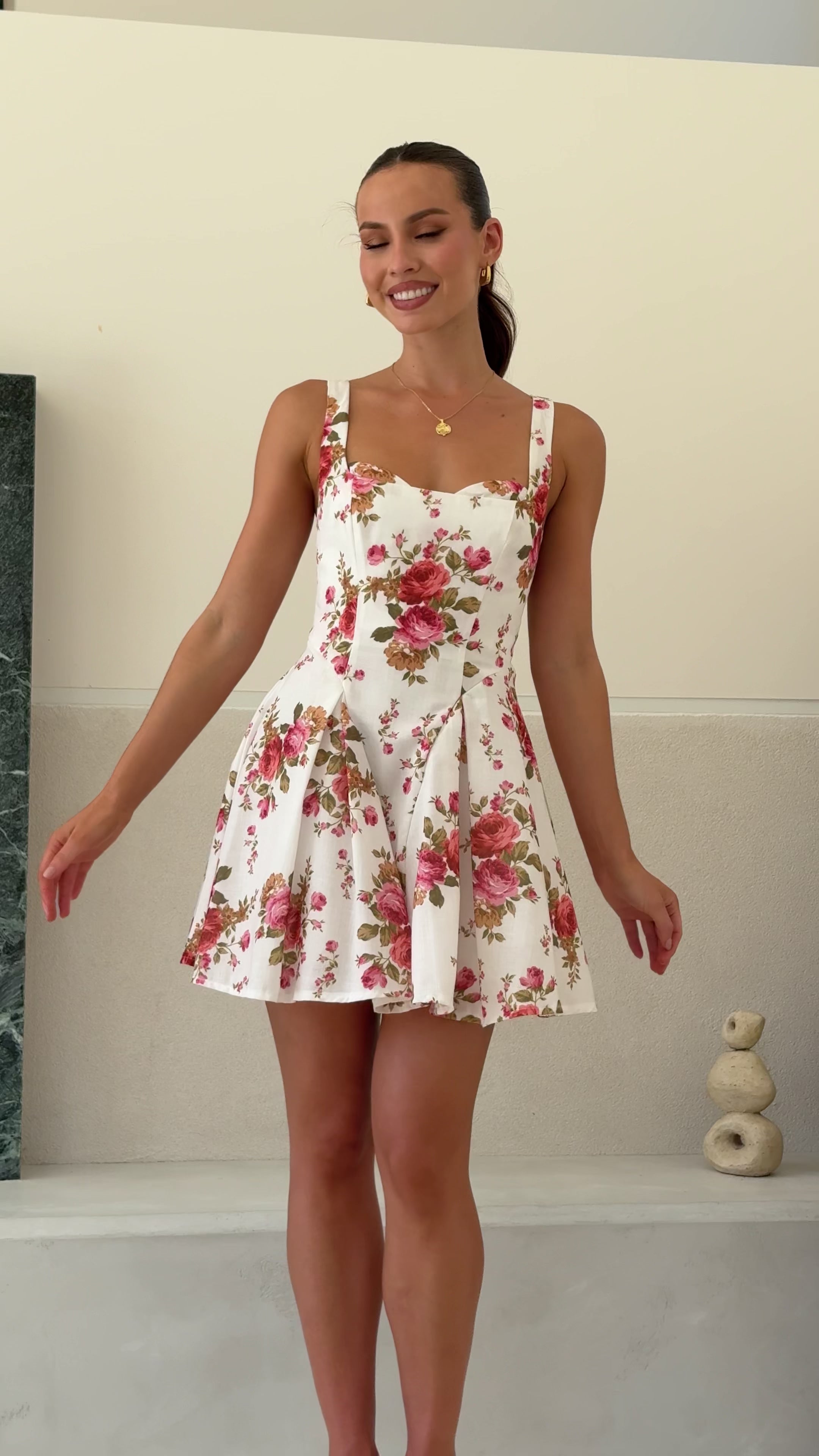 Oksana Mini Dress - White Floral