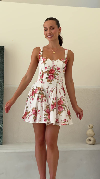 Load and play video in Gallery viewer, Oksana Mini Dress - White Floral
