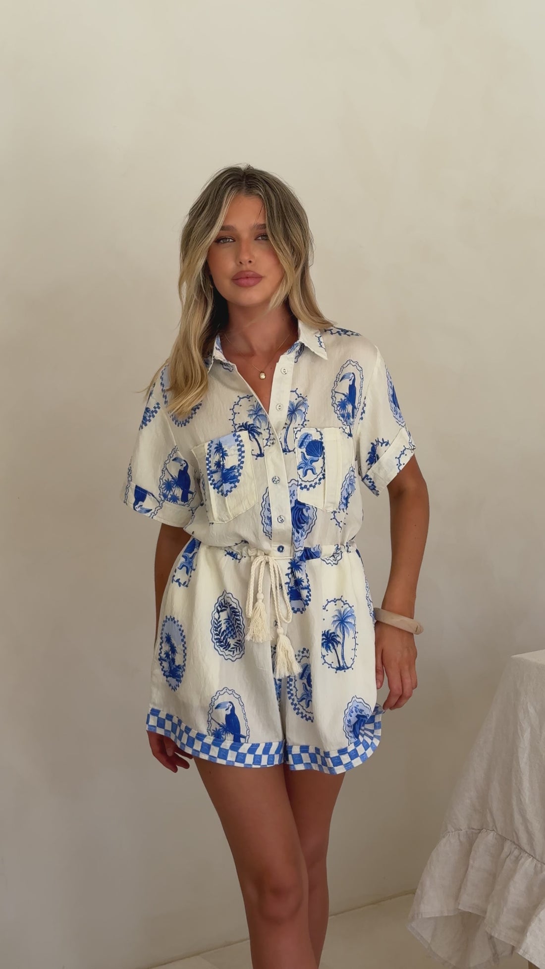 Rama Playsuit - Blue Stamp - Billy J