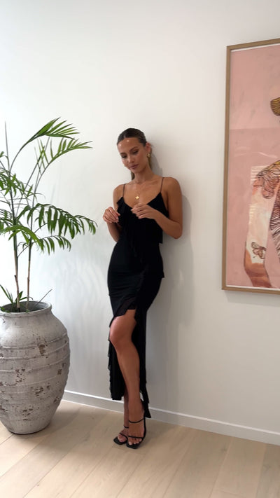 Load and play video in Gallery viewer, Debbie Midi Dress - Black
