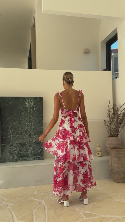 Load and play video in Gallery viewer, Achelle Maxi Dress - Red Floral
