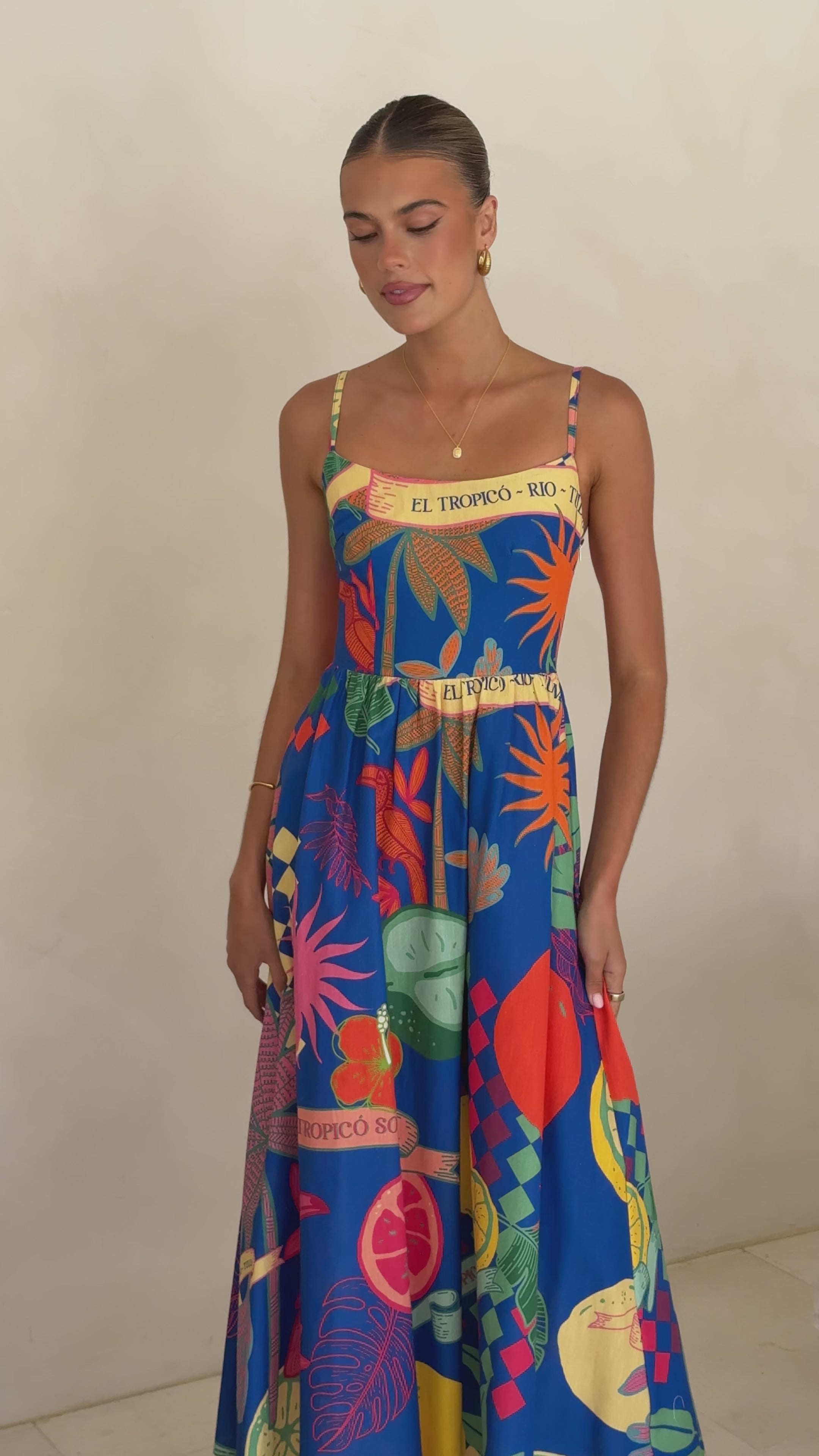 Load video: Martina Maxi Dress - Rio Print - Billy J