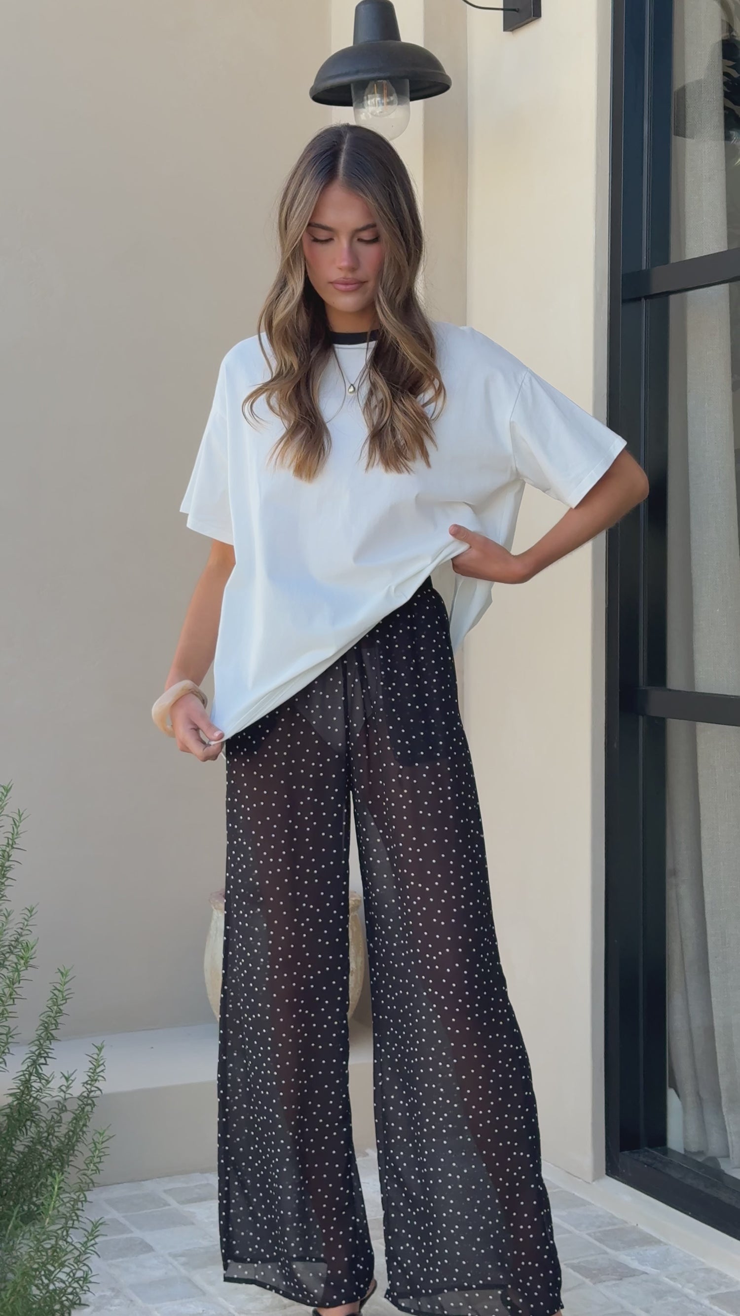 Zavier Oversized T-Shirt and Polka Dot Pants Set - White/Black - Billy J