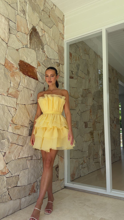 Load and play video in Gallery viewer, Vallerina Mini Dress - Yellow
