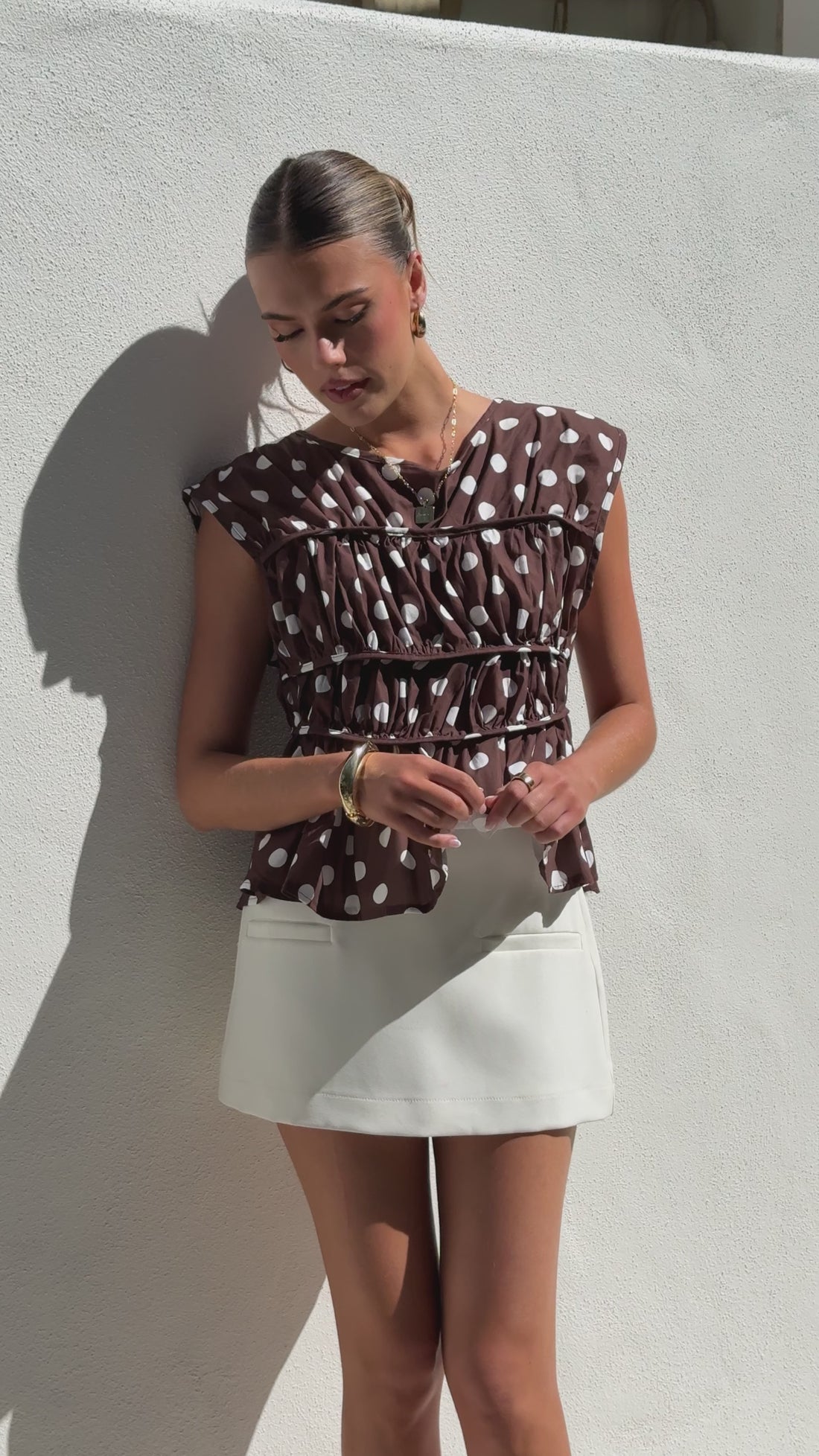 Kienna Top - Brown/White Polka Dot - Billy J
